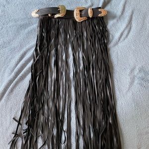 Black Fringe Belt with Gold Closures